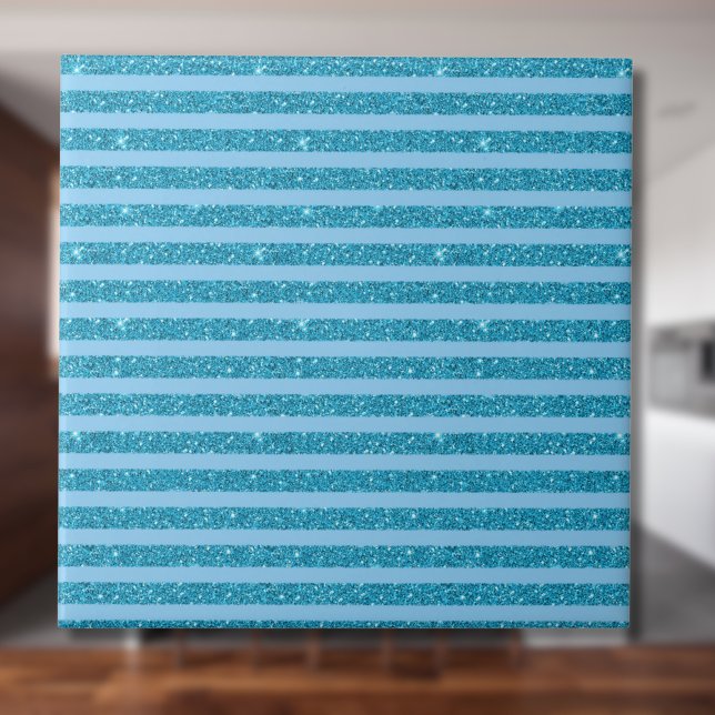 Azulejo Estilo de rayas horizontales de océano azul brilla (Subido por el creador)