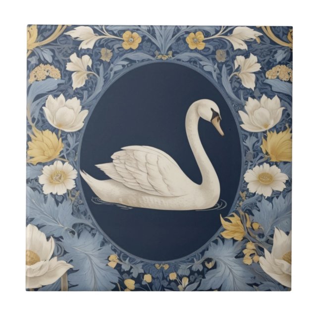 Azulejo Estilo de Swan Blanco William Morris Frente al Páj (Frente)