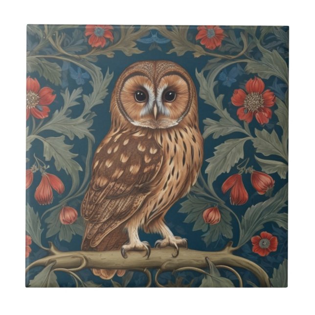 Azulejo Estilo de Tawny Owl William Morris Derecha (Frente)