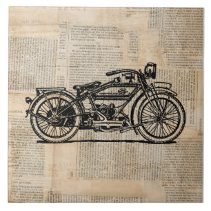 Azulejo Estilo de texto de periódico de arte de motocicle