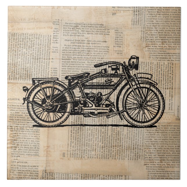 Azulejo Estilo de texto de periódico de arte de motociclet (Frente)