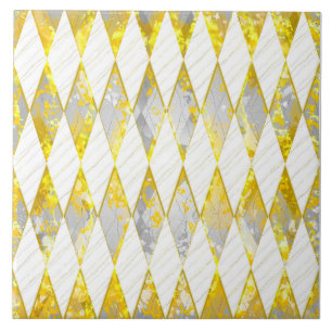 Azulejo Estilo diamante elegante, dorado, blanco, gris, mo