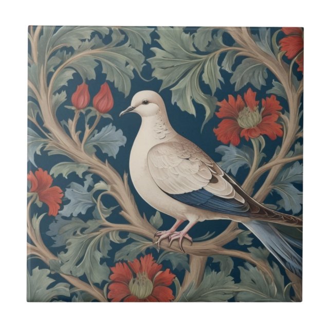 Azulejo Estilo Dove William Morris Izquierda frente a Bird (Frente)