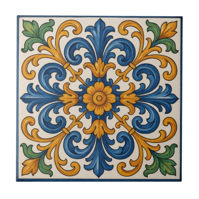 Azulejo Estilo floral mediterráneo (Frente)