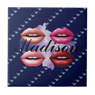 Azulejo Estilo Girly Lips Belleza Personalizado Personaliz