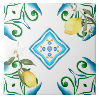 Azulejo Estilo italiano,azulejos,majolica,limón ,Impresión