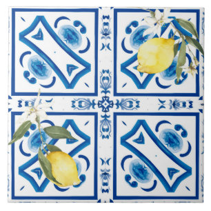 Azulejo estilo italiano, mediterráneo, majólica, limón,