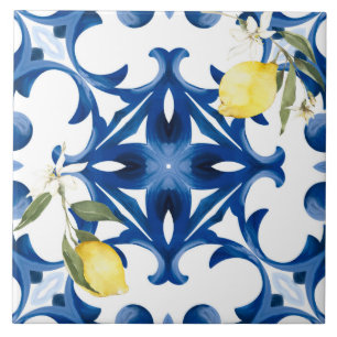 Azulejo estilo italiano, mediterráneo, majólica, limón,