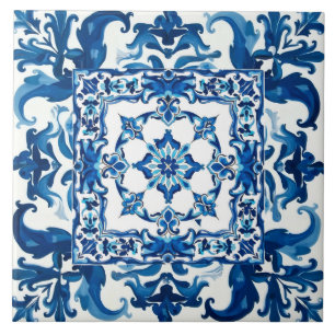 Azulejo estilo italiano, mediterráneo, mosaico, azul,