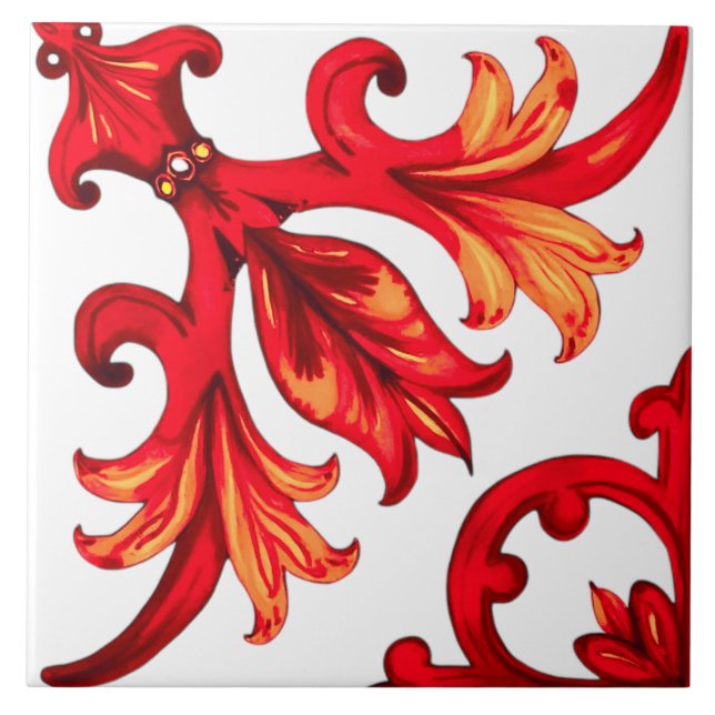 Azulejo Estilo italiano,mosaico,rojo (Frente)