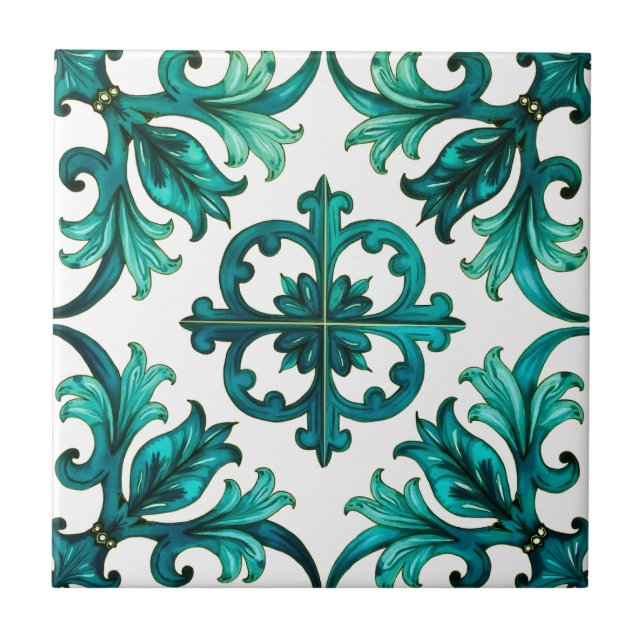 Azulejo Estilo italiano, mosaico, verde (Frente)