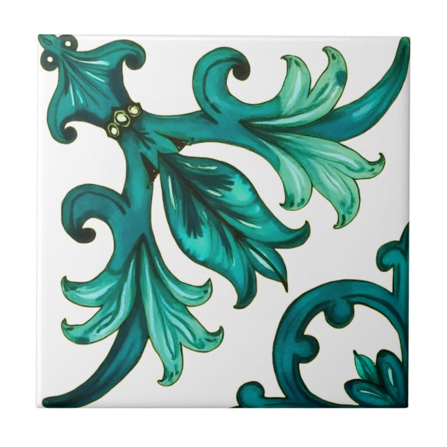 Azulejo Estilo italiano, mosaico, verde (Frente)