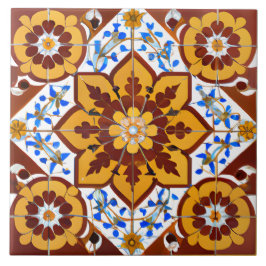 Azulejo Estilo italiano Simulación mosaico rojo y oro