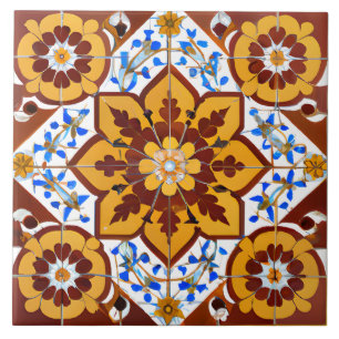 Azulejo Estilo italiano Simulación mosaico rojo y oro