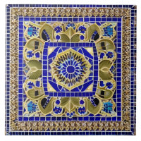 Estilo marroquí Simulación mosaico azul y oro