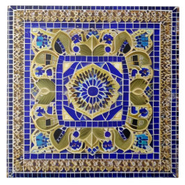 Azulejo Estilo marroquí Simulación mosaico azul y oro