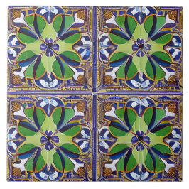 Azulejo Estilo marroquí Simulación mosaico azul y verde