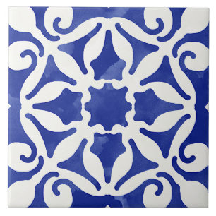 Azulejo Estilo Mediterráneo Decorativo Azul