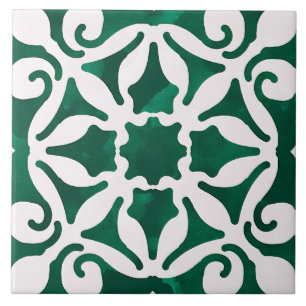 Azulejo Estilo Mediterráneo Decorativo Verde