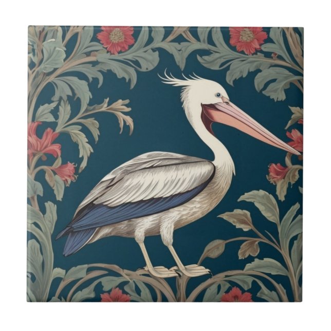 Azulejo Estilo Pelican William Morris Pájaro marino derech (Frente)