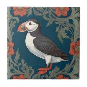 Azulejo Estilo Puffin William Morris Pájaro marino del mar