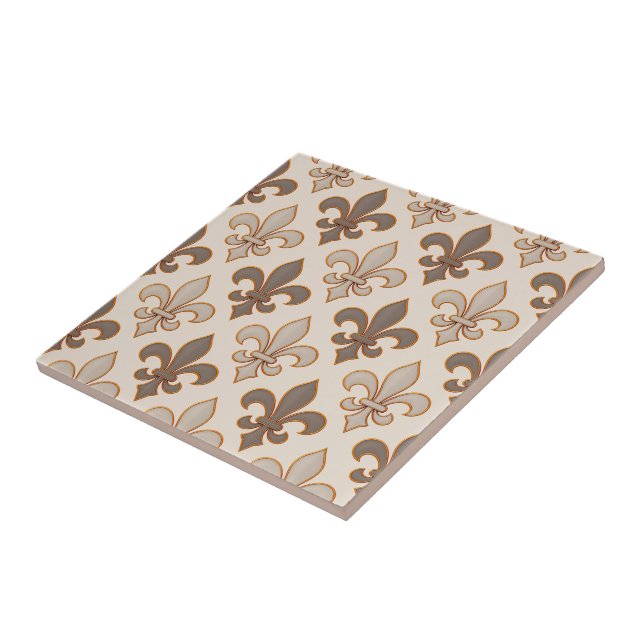 Azulejo Estilo Real Fleur-de-lis Tierra Neutral (Lado)
