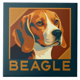 Azulejo Estilo retro de retrato de Beagle clásico