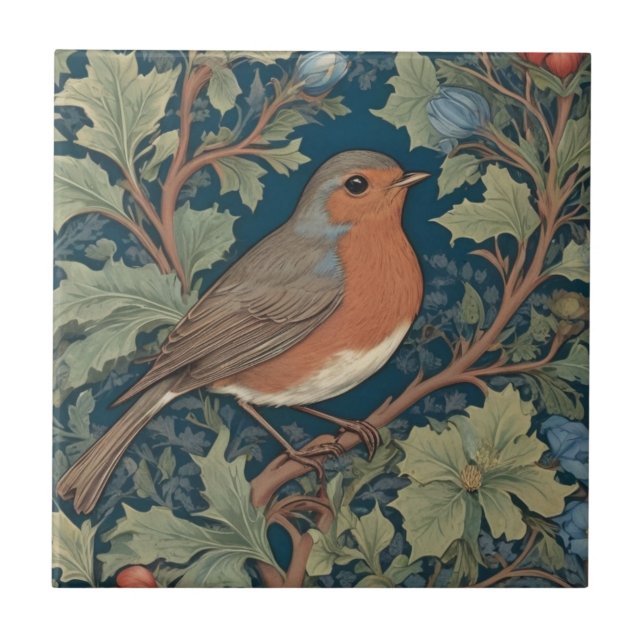 Azulejo Estilo Robin Bird William Morris a la derecha (Frente)