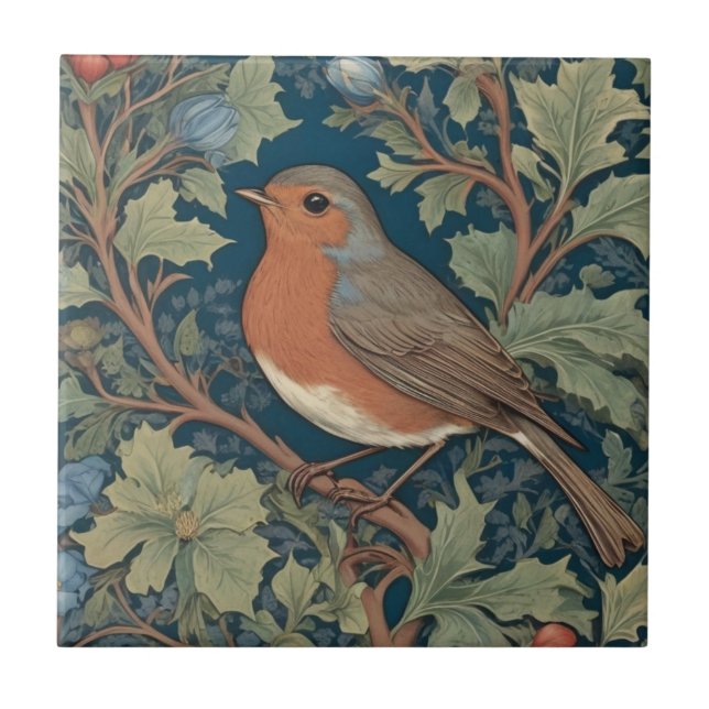 Azulejo Estilo Robin Bird William Morris a la izquierda (Frente)