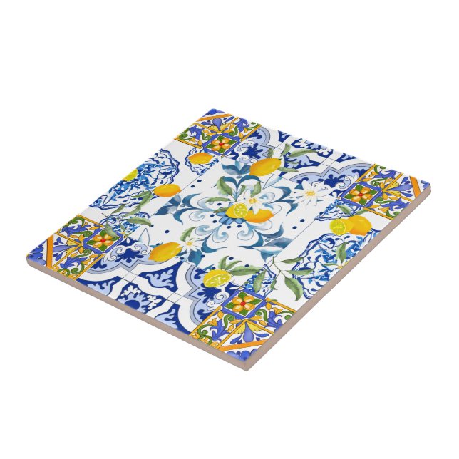 Azulejo Estilo siciliano, arte de verano Tile cerámico (Lado)