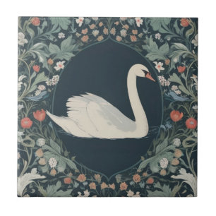 Azulejo Estilo Swan William Morris Derecha frente a Floral