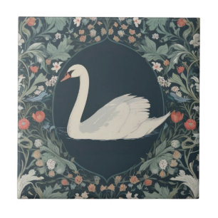 Azulejo Estilo Swan William Morris Izquierda frente a Flor