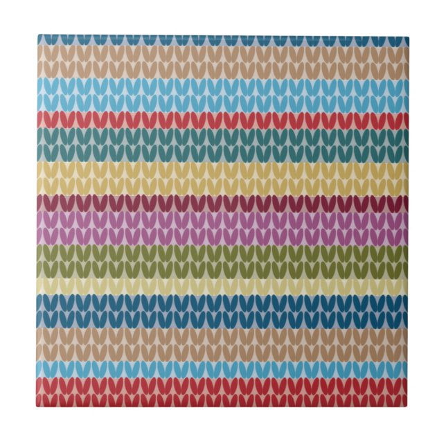 Azulejo Estilo tejido de rayas multicolores (Frente)
