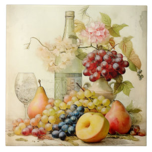 Azulejo Estilo Viejo-Mundo De La Vida Aún Vivida Tile Cerá