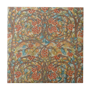 Azulejo Estilo William Morris Cottagecore Ardilla Floral 
