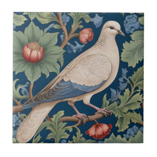 Azulejo Estilo William Morris Derecha frente a Dove Bird