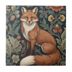 Azulejo Estilo William Morris Floral Izquierda Frente Fox