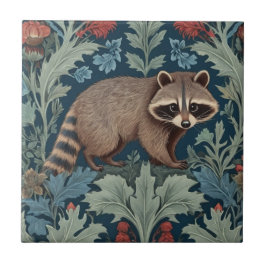 Azulejo Estilo William Morris frente a Raccoon