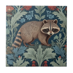 Azulejo Estilo William Morris frente a Raccoon