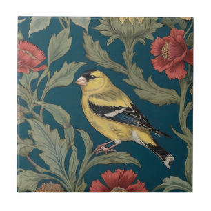 Azulejo Estilo William Morris Izquierda American Goldfinch