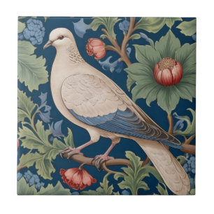 Azulejo Estilo William Morris Izquierda frente a Dove Bird