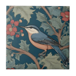 Azulejo Estilo William Morris izquierda frente a pájaro Nu