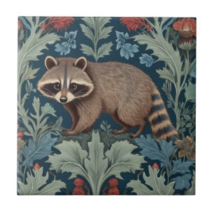 Azulejo Estilo William Morris izquierda frente a Raccoon