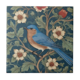 Azulejo Estilo William Morris Izquierda frente al pájaro a