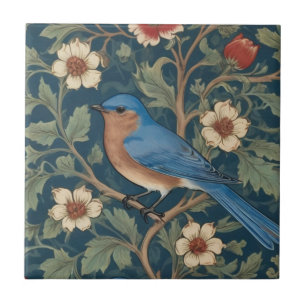 Azulejo Estilo William Morris Izquierda frente al pájaro a