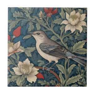 Azulejo Estilo William Morris Izquierda Mockingbird Ave fl
