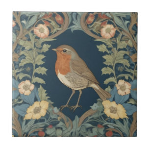 Azulejo Estilo William Morris L Robin Redmama Bird