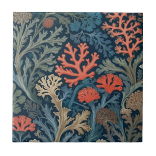 Azulejo Estilo William Morris Mar submarino Coral