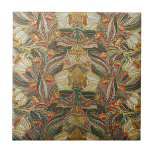 Azulejo Estilo William Morris Rosa Verde Botánico