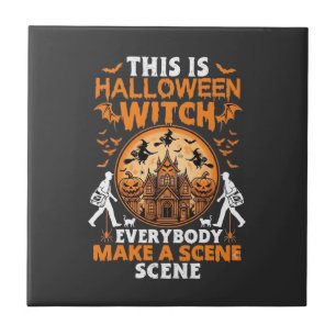 Azulejo Esto Es Halloween Bruja Todos Hagan Una Escena Pos